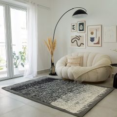 Thảm Lông Sợi Ngắn Cao Cấp Phong Cách Xám Minimalism