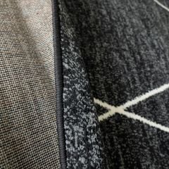 Thảm Lông Sợi Ngắn Bohemian Đen Quyến Rũ Họa Tiết ZicZac Xám Đen