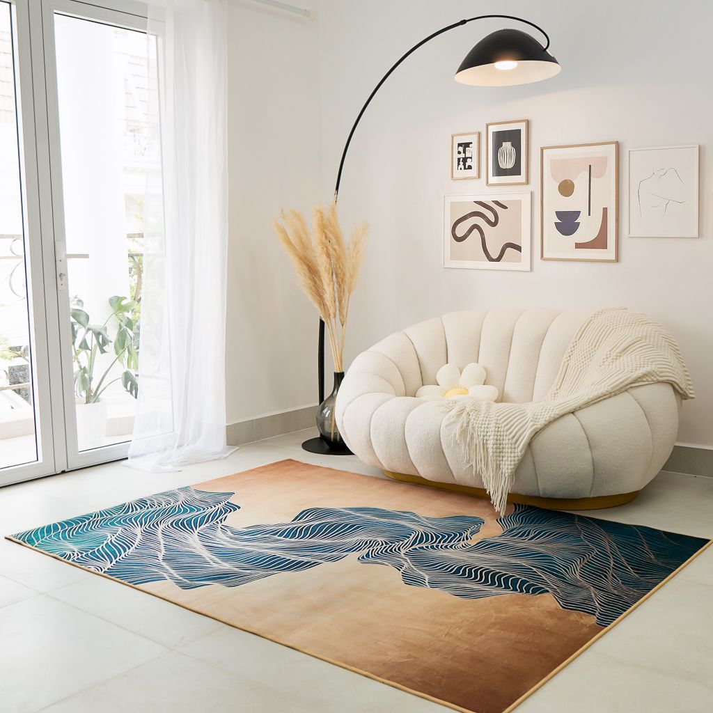 Thảm Nhung Trang Trí Phòng Khách Phòng Ngủ Hình Học Sang Trọng - Mẫu 7