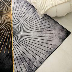 Thảm Nhung Nỉ Trải Sàn Trang Trí Phòng Khách Họa Tiết Đen Xám - Xoáy Tròn