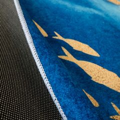 Thảm Trải Sàn Trang Trí Nhung Nỉ Họa Tiết Xanh Dương - Mẫu 2