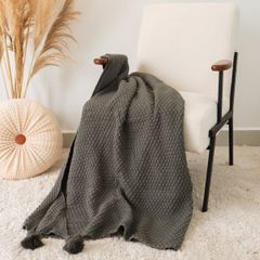 Chăn Đan Len Dệt Sợi Đính Tua Rua Trang Trí Ghế Sofa Giường Ngủ Bắc Âu