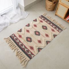 Thảm Canvas Trải Sàn Bắc Âu Thảm Lau Chân Trang Trí Canvas Dệt Sợi Nổi 60x90cm