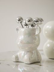 Bộ Nĩa Trái Cây Mạ Gốm Bắc Âu Hình Gấu Nĩa Thép Không Gỉ