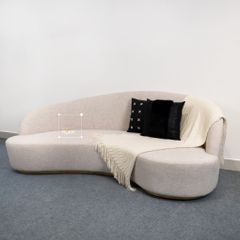 Ghế Sofa Băng Dài Form Gợn Sóng Phối Chân Kim Loại