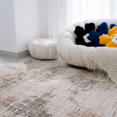 Thảm Lông Sợi Ngắn Dệt Sợi Điểm Sáng Xám Nâu