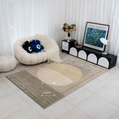 Thảm Lông Sợi Ngắn Dệt Màu Họa Tiết Hiện Đại Be Xám