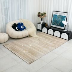 Thảm Lông Sợi Dệt Nổi Polyropylen Siêu Mềm Sọc Vuông Nhẹ