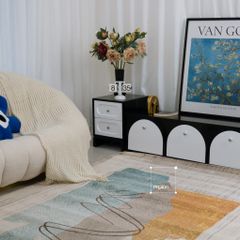 Thảm Lông Sợi Ngắn Dệt Màu Họa Tiết Hiện Đại Xanh Sóng