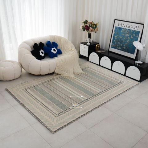 Thảm Lông Sợi Dệt Nổi Polyropylen Siêu Mềm Sọc Ngang