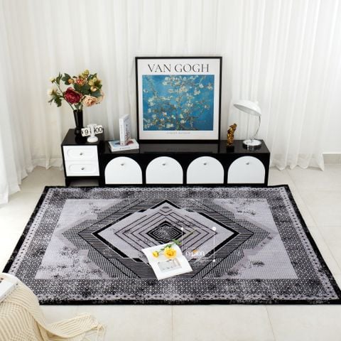 Thảm Lông Dài Sợi Dày Cao Cấp Dệt Điểm Họa Tiết Châu Âu