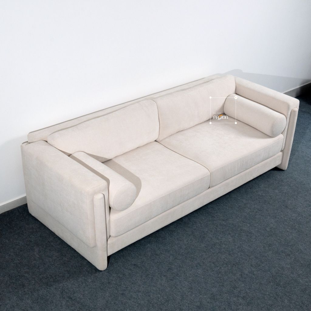 Ghế Sofa Dài Trắng Trơn Lót Đệm Tay Nắm Howard Sofa