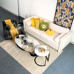 Ghế Sofa Dài Trắng Trơn Lót Đệm Tay Nắm Howard Sofa