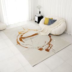 Thảm Lông Sợi Ngắn Xám Diểm Màu Vàng Ánh Bạc