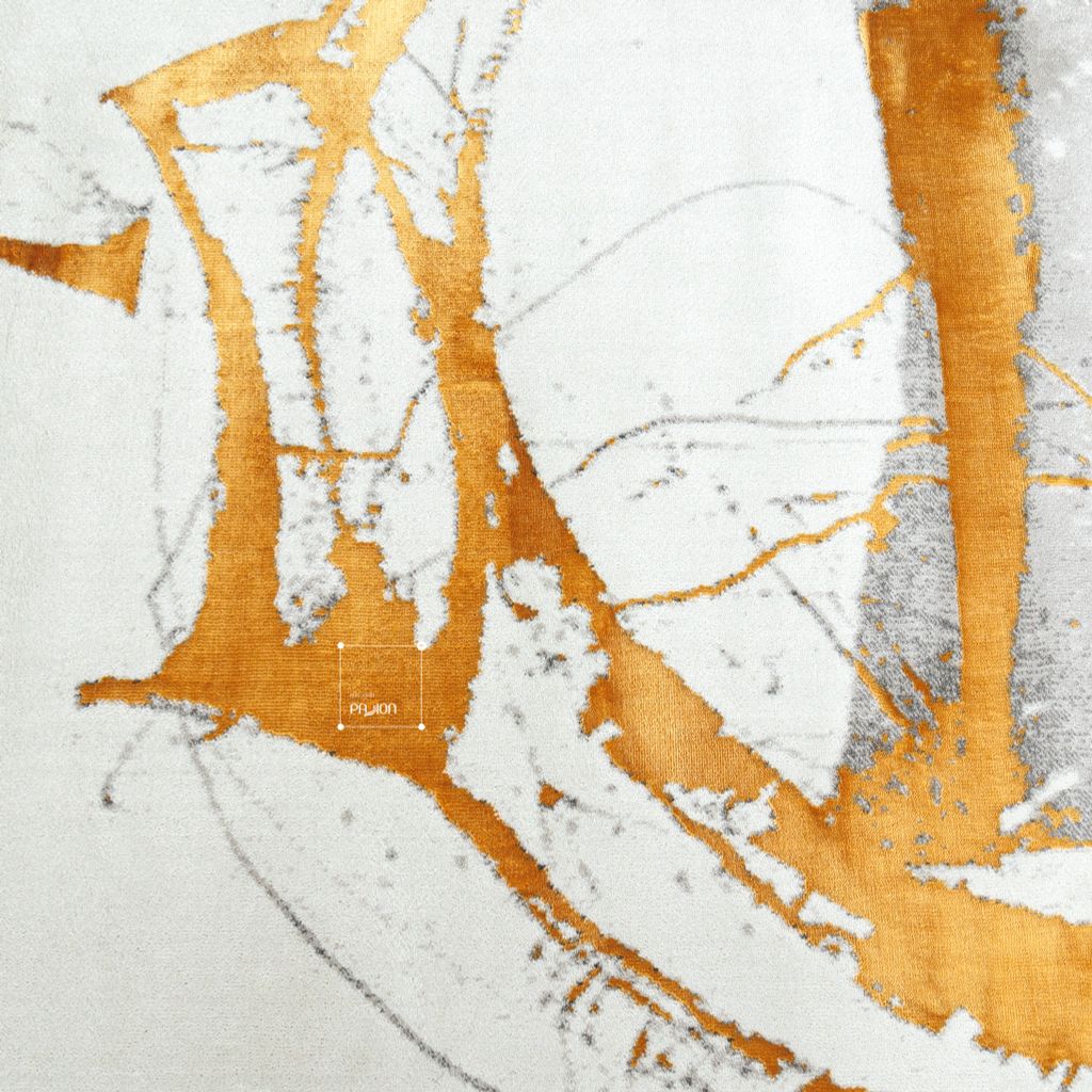 Thảm Lông Sợi Ngắn Xám Diểm Màu Vàng Ánh Bạc