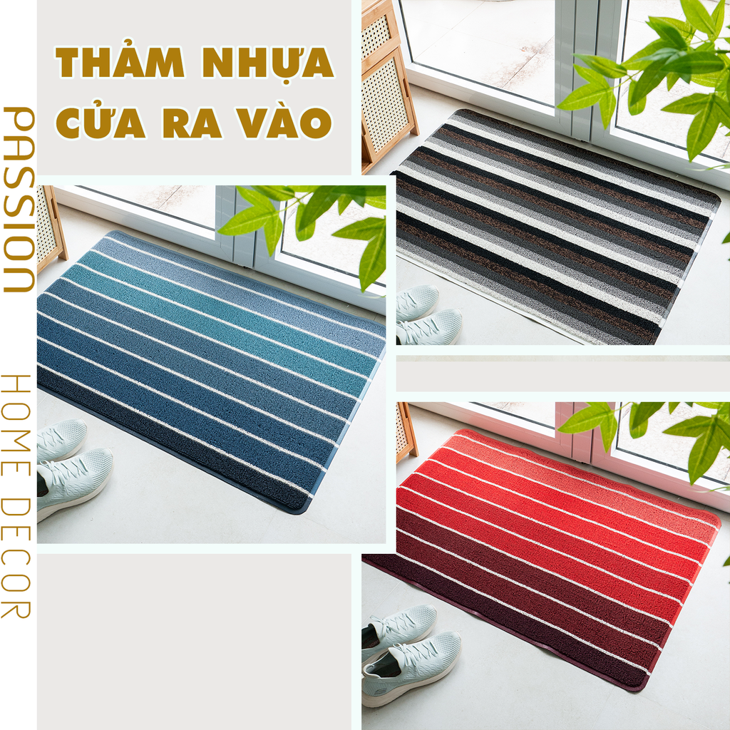 Thảm Nhựa Đan Rối Tesslin Sợi Lụa Màu Phối Sọc Để Ở Cửa Ra Vào