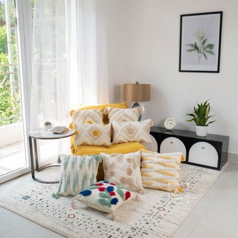 Vỏ Gối Tựa Lưng Sofa Bohemian Dệt Hoa Nổi