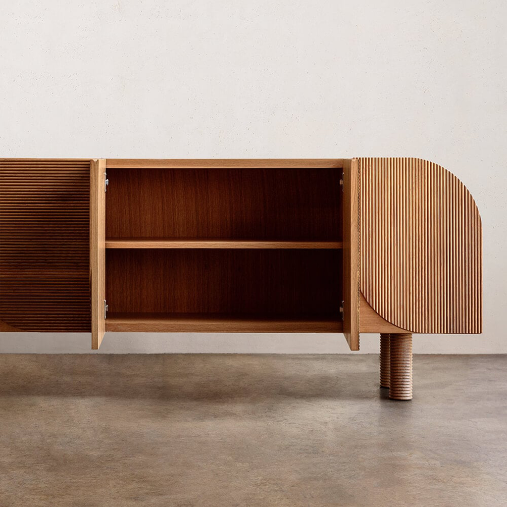 Tủ Cabinet Gỗ Phối Vân Sọc Ngang