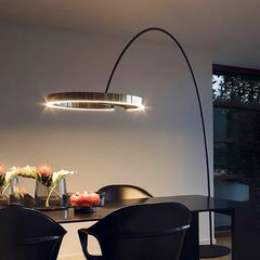 Đèn Sàn Thân Cong Decor Phòng Khách Chao Thanh Tròn Hiện Đại