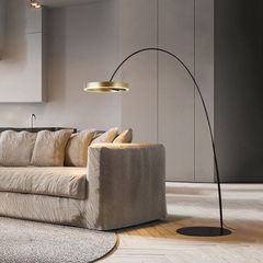 Đèn Sàn Thân Cong Decor Phòng Khách Chao Thanh Tròn Hiện Đại