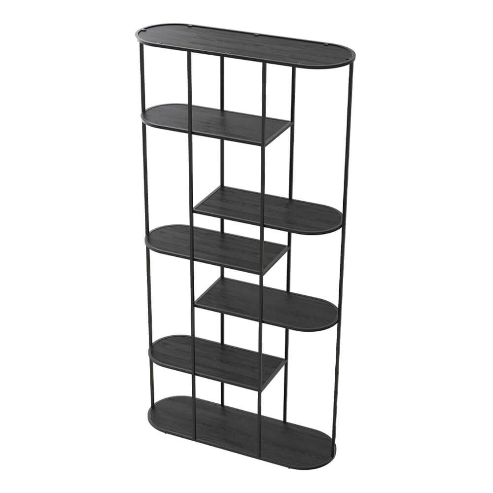 Kệ Sách Kệ Decor Ngăn Phòng Khung Sắt Mặt Gỗ Black Oak