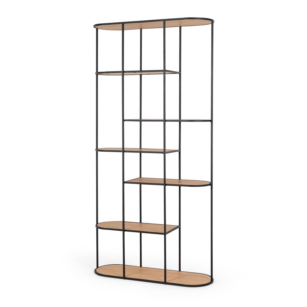 Kệ Sách Kệ Decor Ngăn Phòng Khung Sắt Mặt Gỗ Black Oak