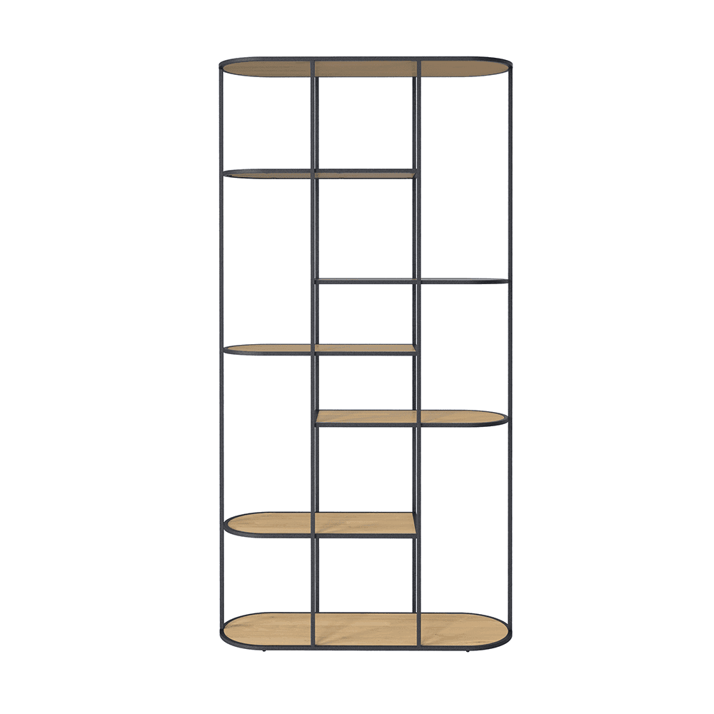 Kệ Sách Kệ Decor Ngăn Phòng Khung Sắt Mặt Gỗ Black Oak