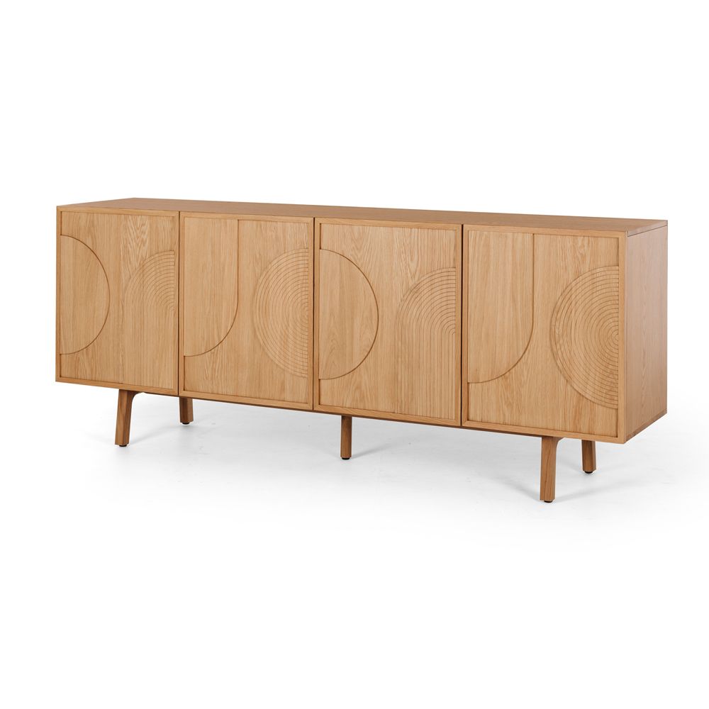 Tủ sideboard gợn sóng gỗ sồi tự nhiên