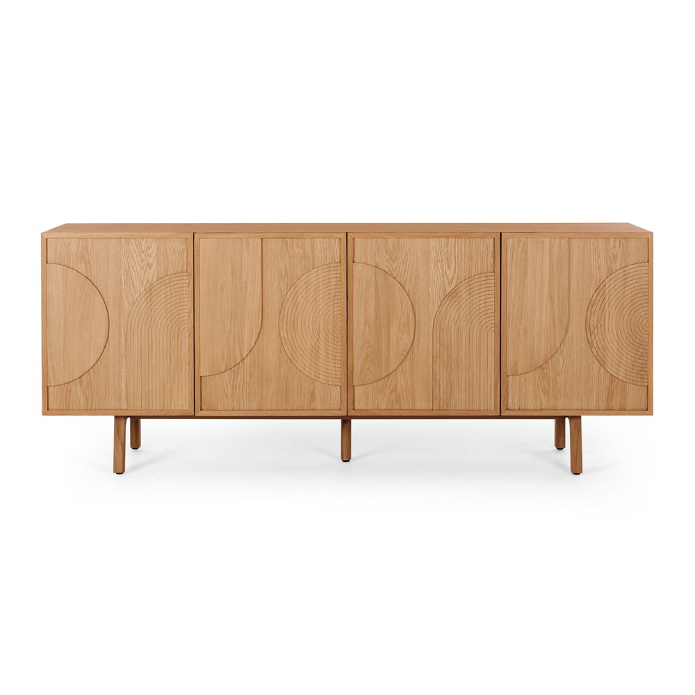 Tủ sideboard gợn sóng gỗ sồi tự nhiên