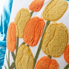 Vỏ Gối Tựa Lưng Sofa Vuông Thêu Hoa Cỏ Thiên Nhiên