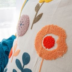Vỏ Gối Tựa Lưng Sofa Vuông Thêu Hoa Cỏ Thiên Nhiên