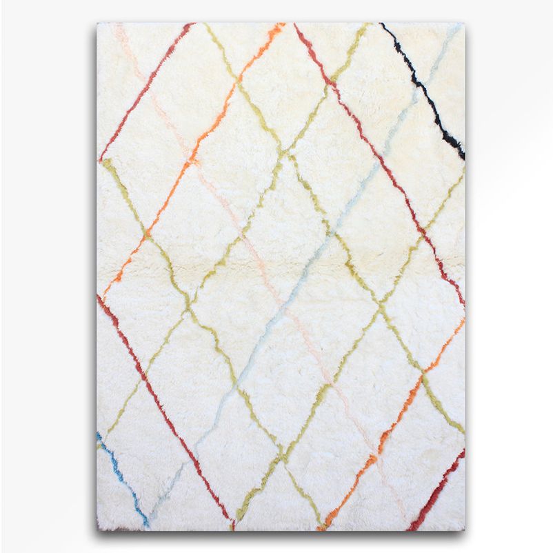 Thảm Lông Ngắn Cừu Dệt Sợi Xịn Mịn Họa Tiết Hình Học Màu