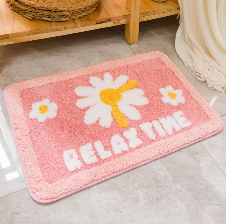 Thảm Lau Chân Cotton Len Dày Hình Bông Hoa Relax In Nổi