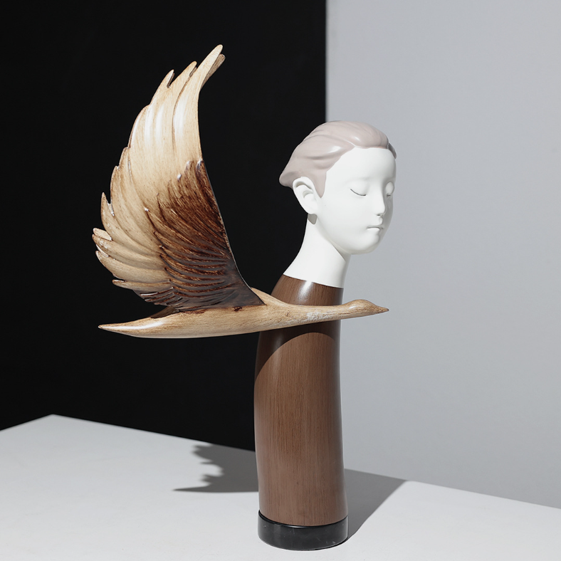 Tượng Trang Trí Thiên Thần Ảo Ảnh Phong Cách Nâu Wabi Sabi