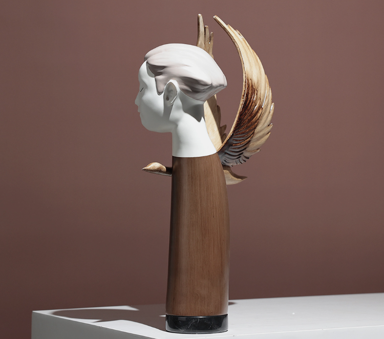 Tượng Trang Trí Thiên Thần Ảo Ảnh Phong Cách Nâu Wabi Sabi