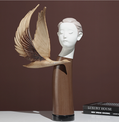 Tượng Trang Trí Thiên Thần Ảo Ảnh Phong Cách Nâu Wabi Sabi