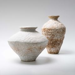 Bình Hoa Gốm Sứ Thủ Công Phong Cách Jingdezhen Wabi Sabi Trắng Xám
