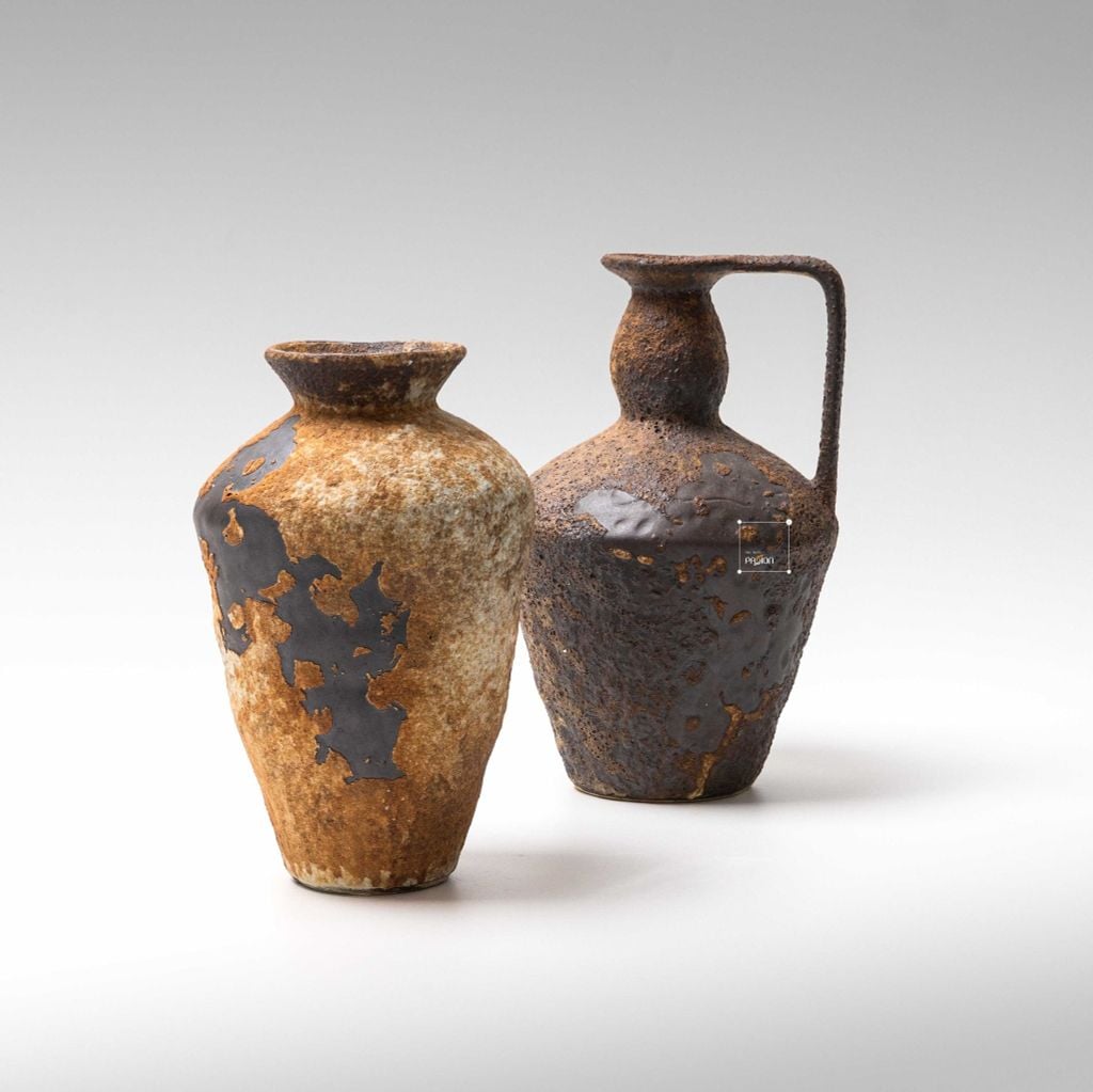 Bình Hoa Gốm Sứ Cổ Phong Cách Wabi Sabi Nâu Cổ