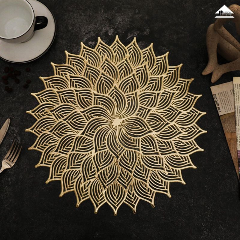 Tấm Lót Bàn Ăn Placemat In Cách Nhiệt Bronzing Sang Trọng