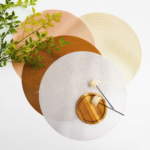Tấm Lót Bàn Ăn Tròn Dập Sợi Ánh Bạc Bronzing Hình Dệt Sợi