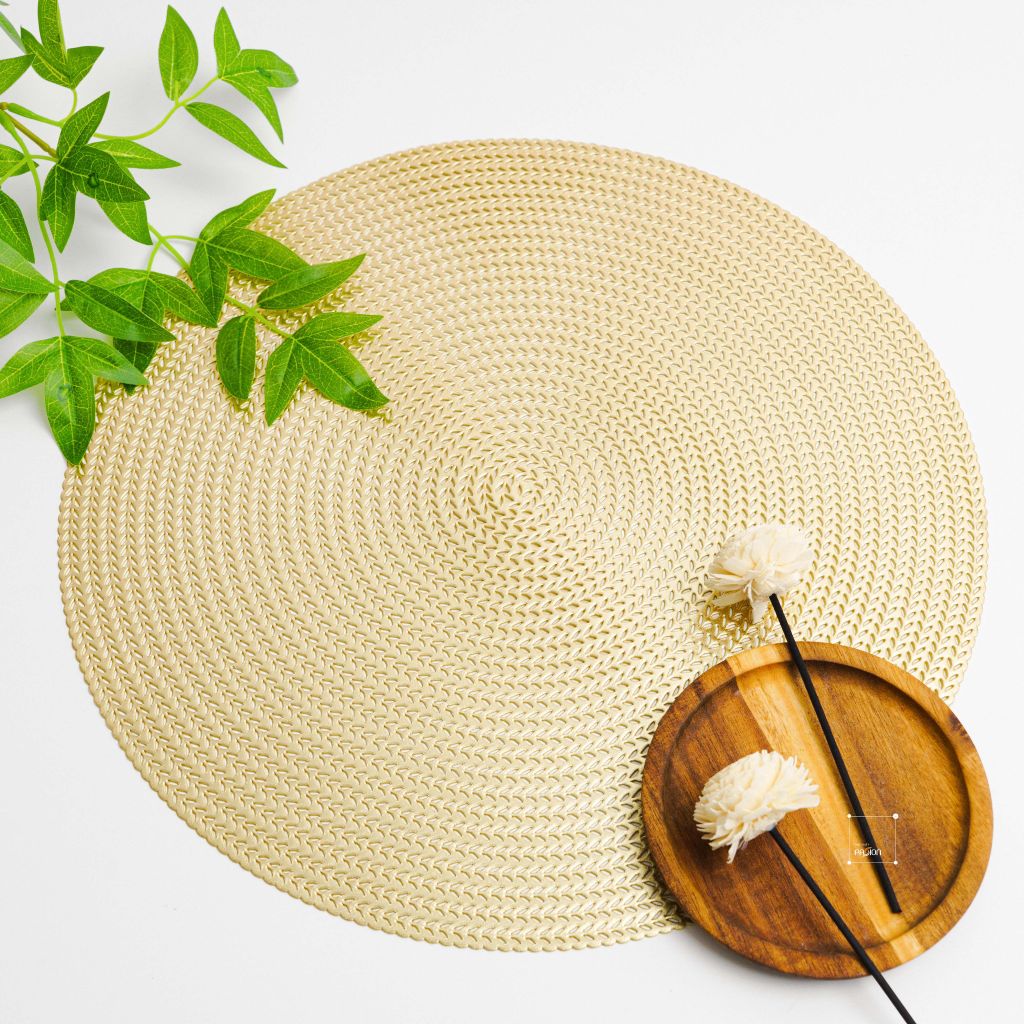 Tấm Lót Bàn Ăn Tròn Dập Sợi Ánh Bạc Bronzing Hình Dệt Sợi