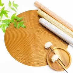 Tấm Lót Bàn Ăn Tròn Dập Sợi Ánh Bạc Bronzing Hình Dệt Sợi