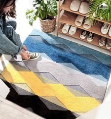 Thảm Cotton Len Dập Vân Nổi Ziczac Ra Vào Cửa Căn Hộ