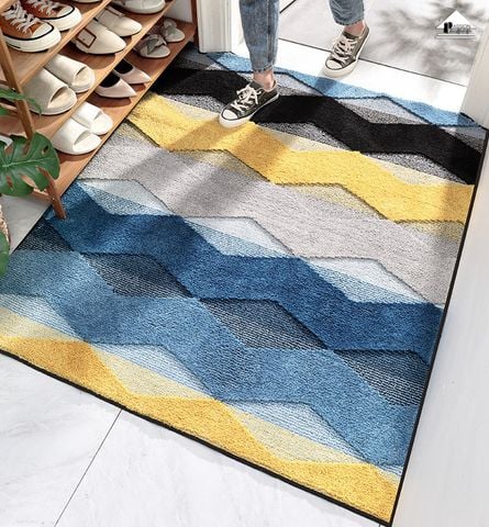 Thảm Cotton Len Dập Vân Nổi Ziczac Ra Vào Cửa Căn Hộ