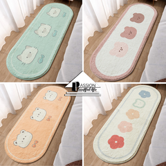 Thảm Lau Chân Len Bầu Dục Trang Trí Chân Giường Ngủ Họa Tiết Dễ Thương