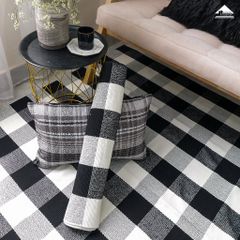Thảm Lau Chân Trang Trí Canvas Phối Màu Caro