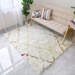 Thảm Lông Ngắn Cừu Dệt Sợi Xịn Mịn Họa Tiết Hình Học Màu