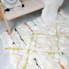 Thảm Lông Ngắn Cừu Dệt Sợi Xịn Mịn Họa Tiết Hình Học Màu