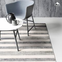 Thảm Lông Sợi Ngắn Alice Họa Tiết Sọc Trắng Xám