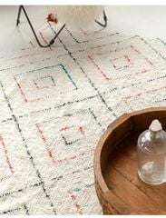 Thảm Lông Sợi Ngắn Alice Khối Vuông Họa Tiết Sọc Màu